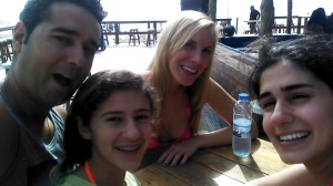 June 2014: Beach selfie with  Baby C's soon-to-be aunts in Lebanon!